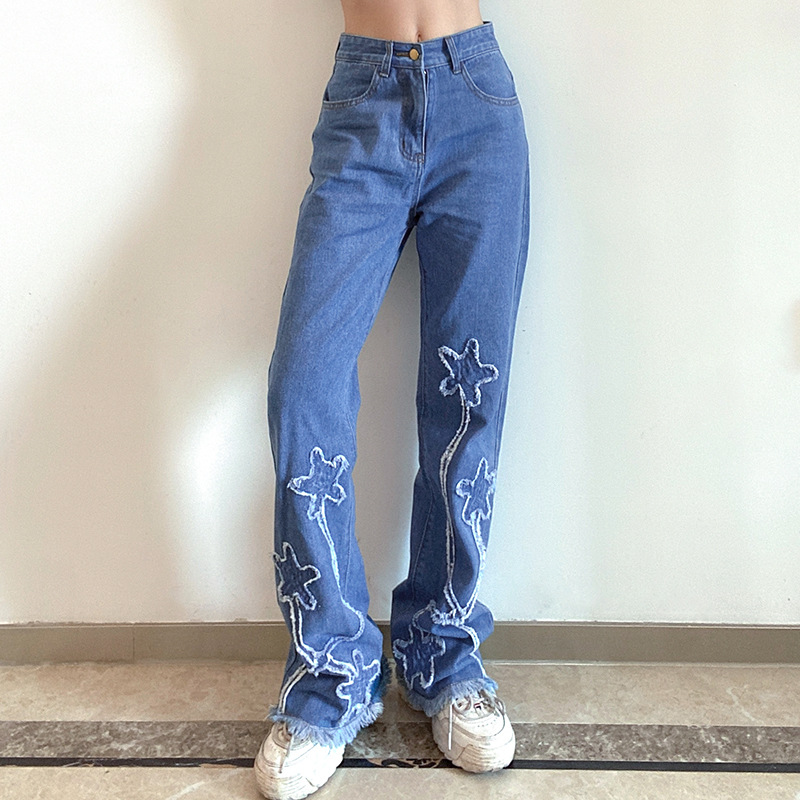 Title 6, High Waist Slim Fit Flared Jeans Casual Trousers