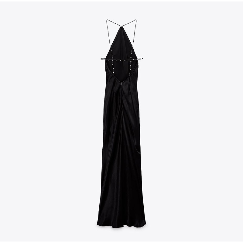 Title 4, Elegantes Damen Schwarzes Schlankes Maxikleid