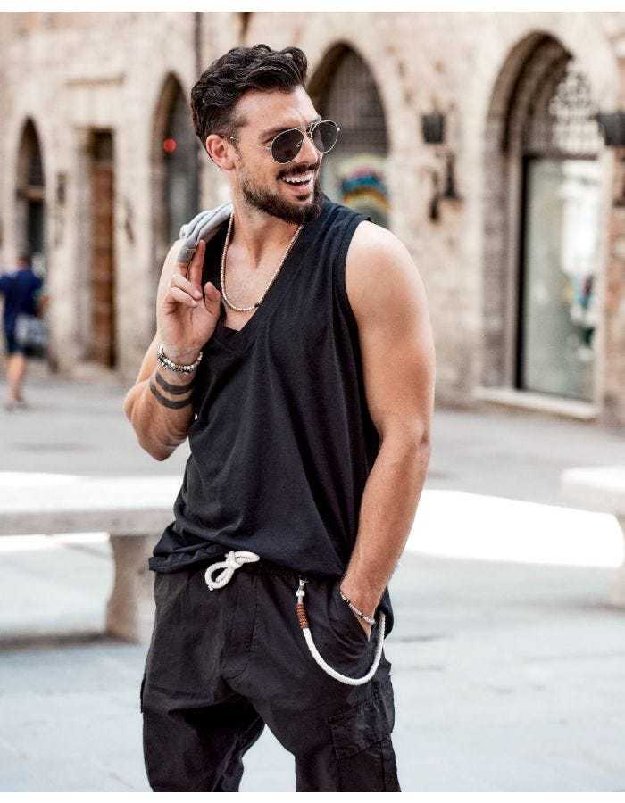 Personality Trend Men's Street Wear Sleeveless Vest T-shirt