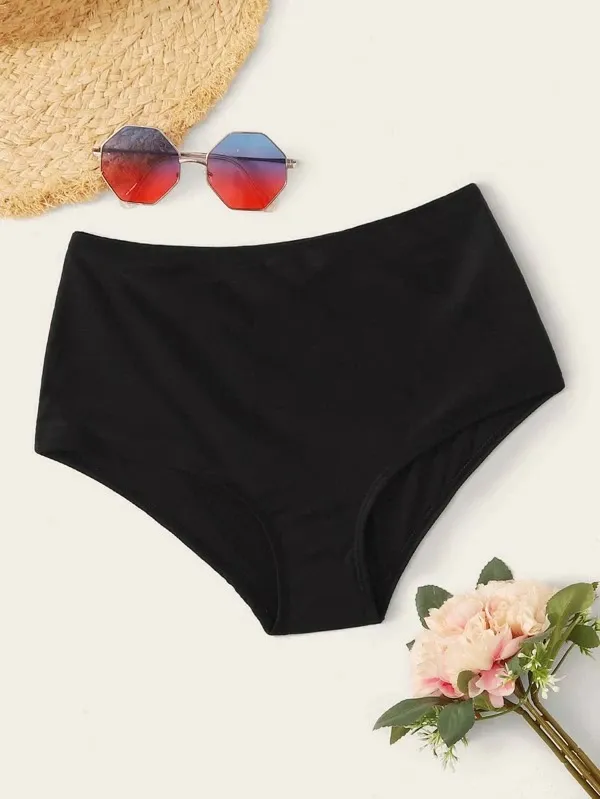 New Swimsuit Solid Color High Waist Pants Bikini Split Swimsuit Multicolor Black - Shop at LoveMi