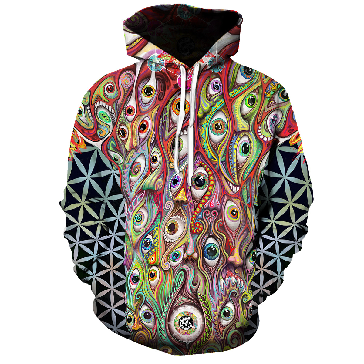 Kangaroo Pocket Color Printed Long Sleeve Hoodie