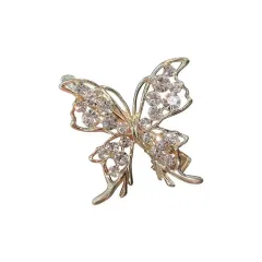 Fashion Rhinestone Butterfly Duck Bill Hairpin - Gold - View 1
