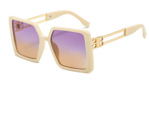 European And American Fashion Women's Large Frame Sunglasses With Metal Legs Beige Frame Gradient - Shop at LoveMi