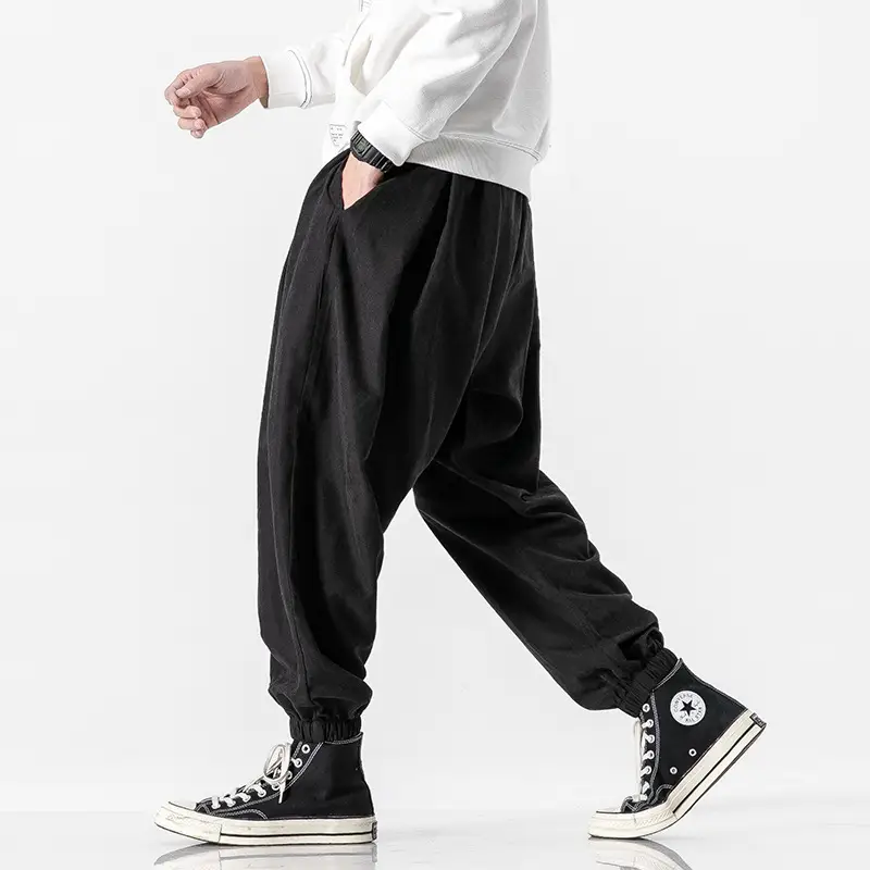 Male Plus Size Chubby Drawstring Leg Tied Lantern Pants