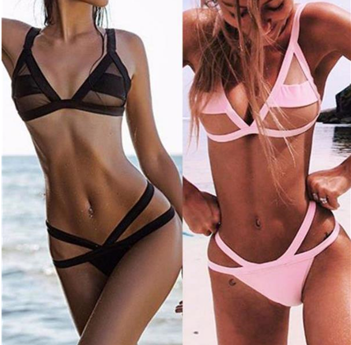 Women Set Mesh Transparent Patchwork Swimwear Women Summer Bathing Suit Bathing Suit Monokini