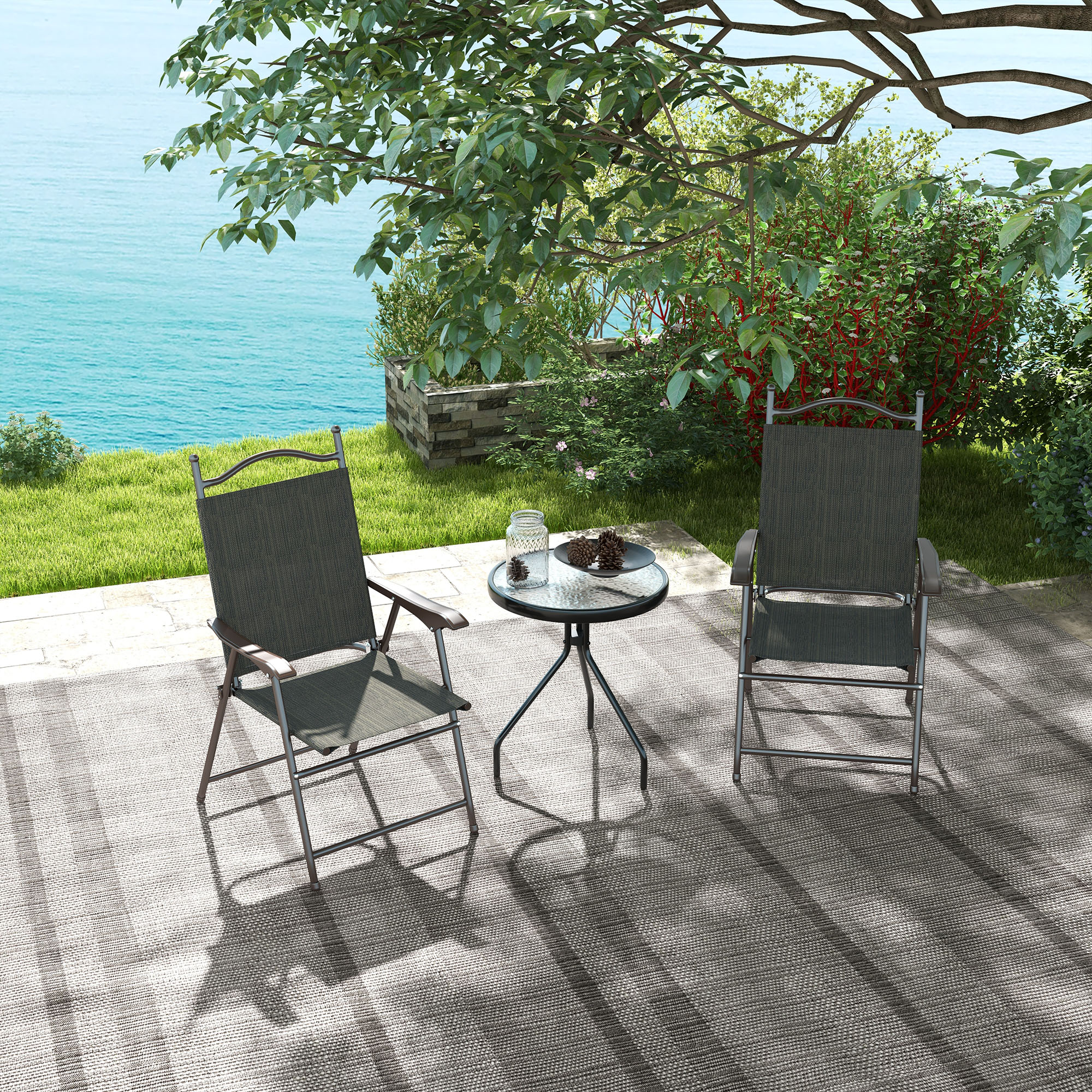 Two Foldable Garden Chair Sets, Mesh Seats — image 7