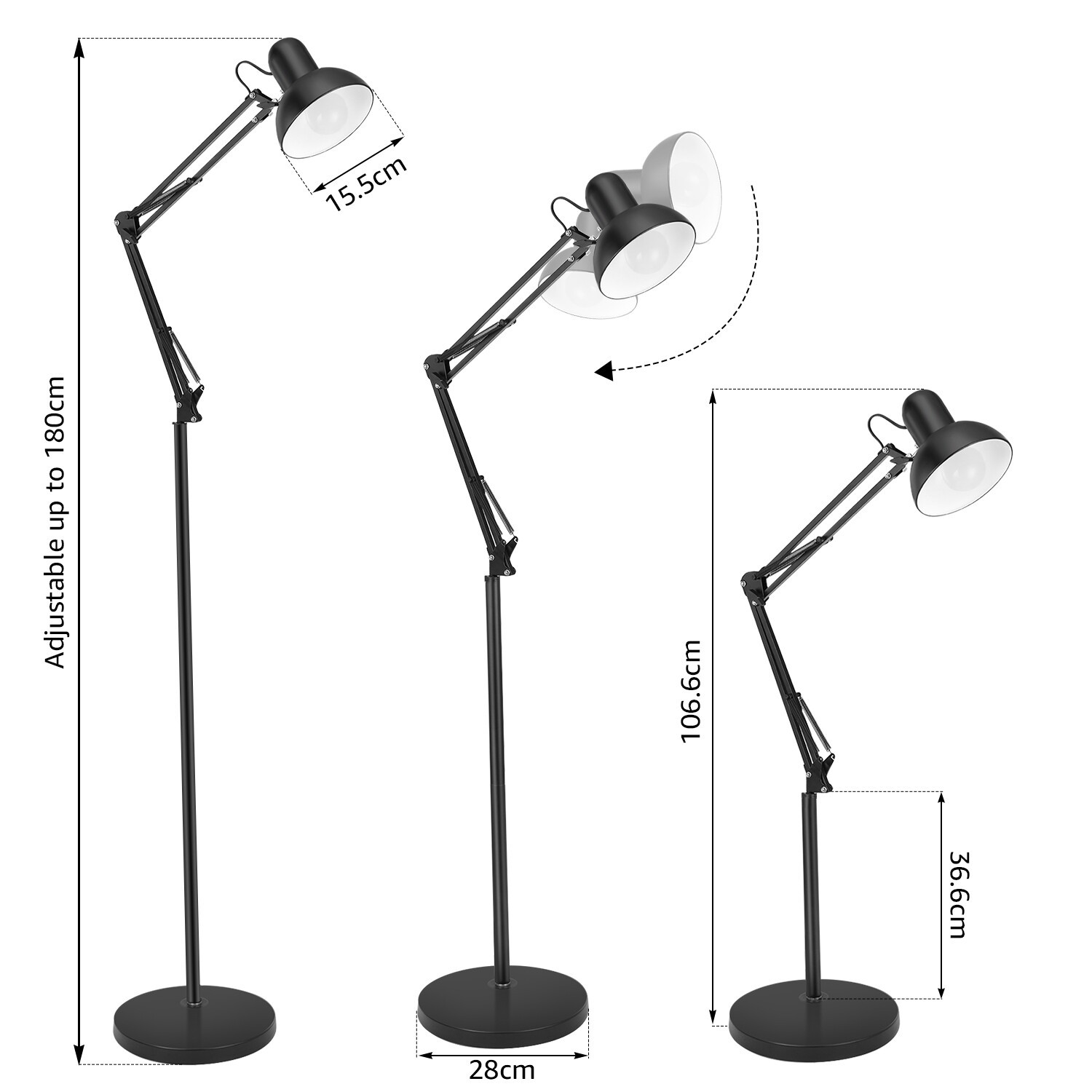Tall Spotlight Floor Lamp Standard Free Standing Living Room Home Light E27 Bulb