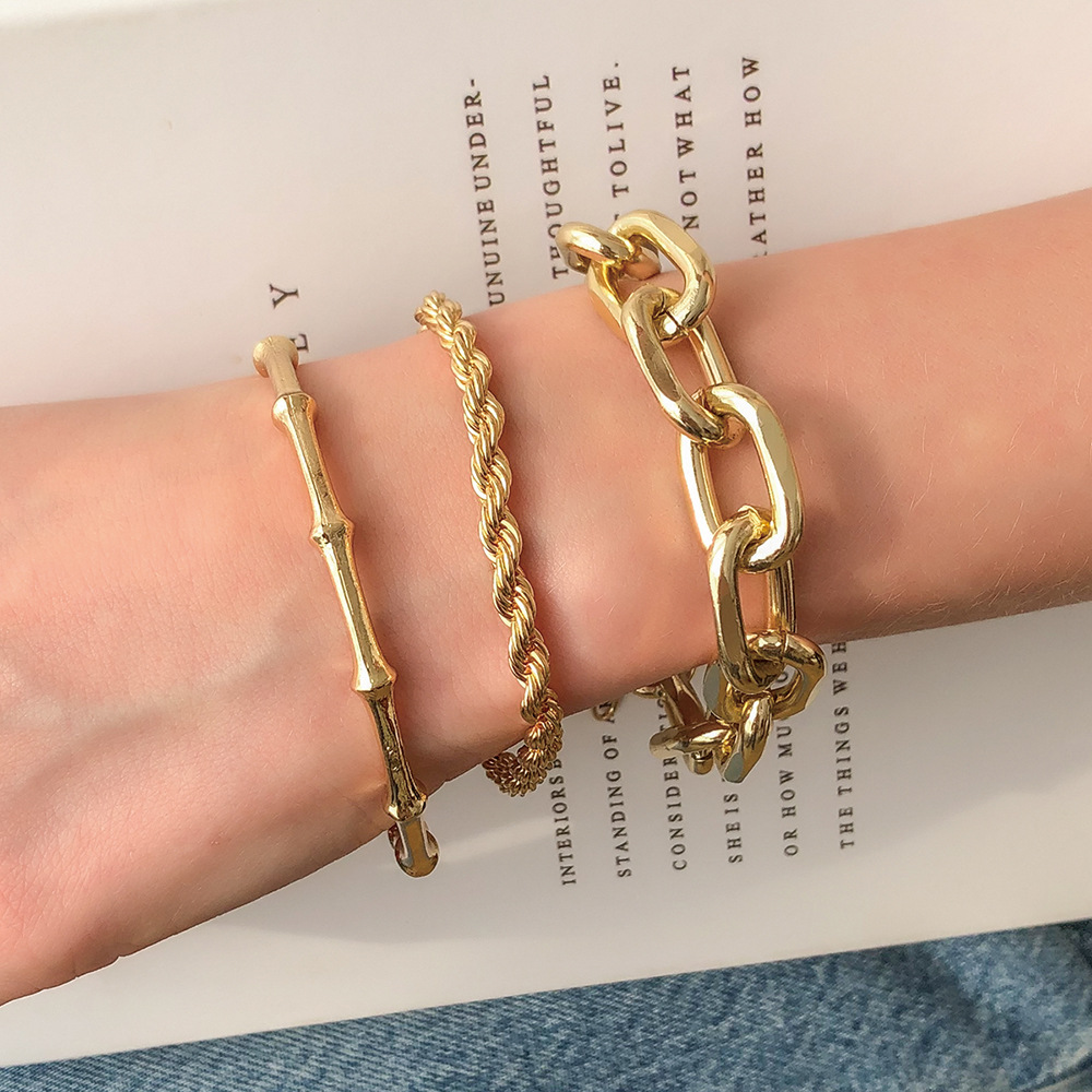 Exaggerated Personality Mix And Match Twist Chain Bracelet Women