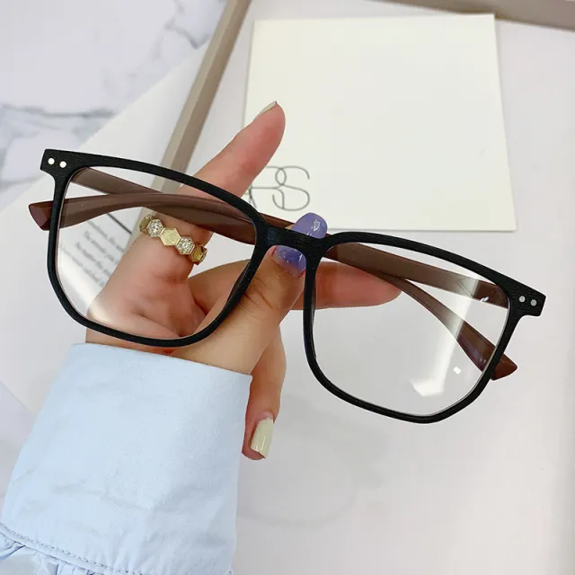 Fashion Color Box Glasses Anti Blue Light Coffee - Shop at LoveMi