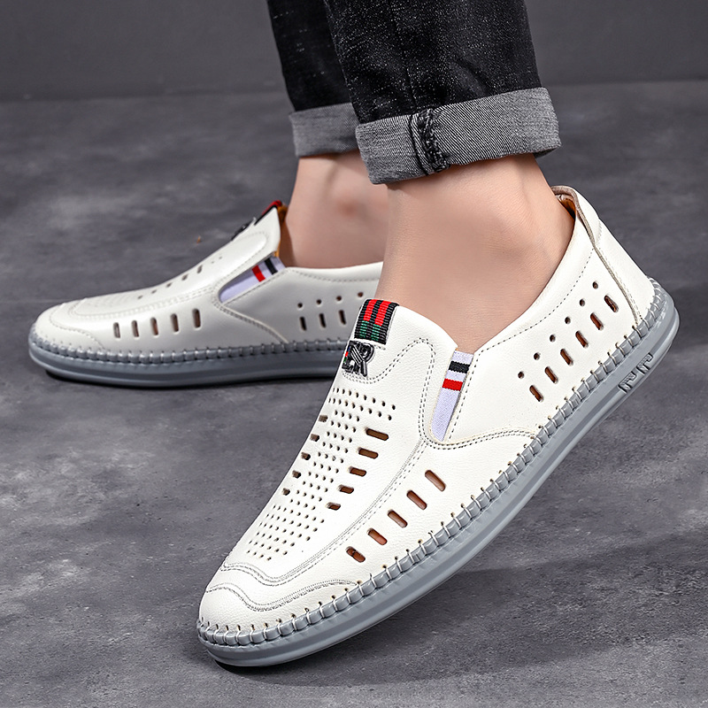 Men's Round Head Two-layer Cow Leather Casual Shoes