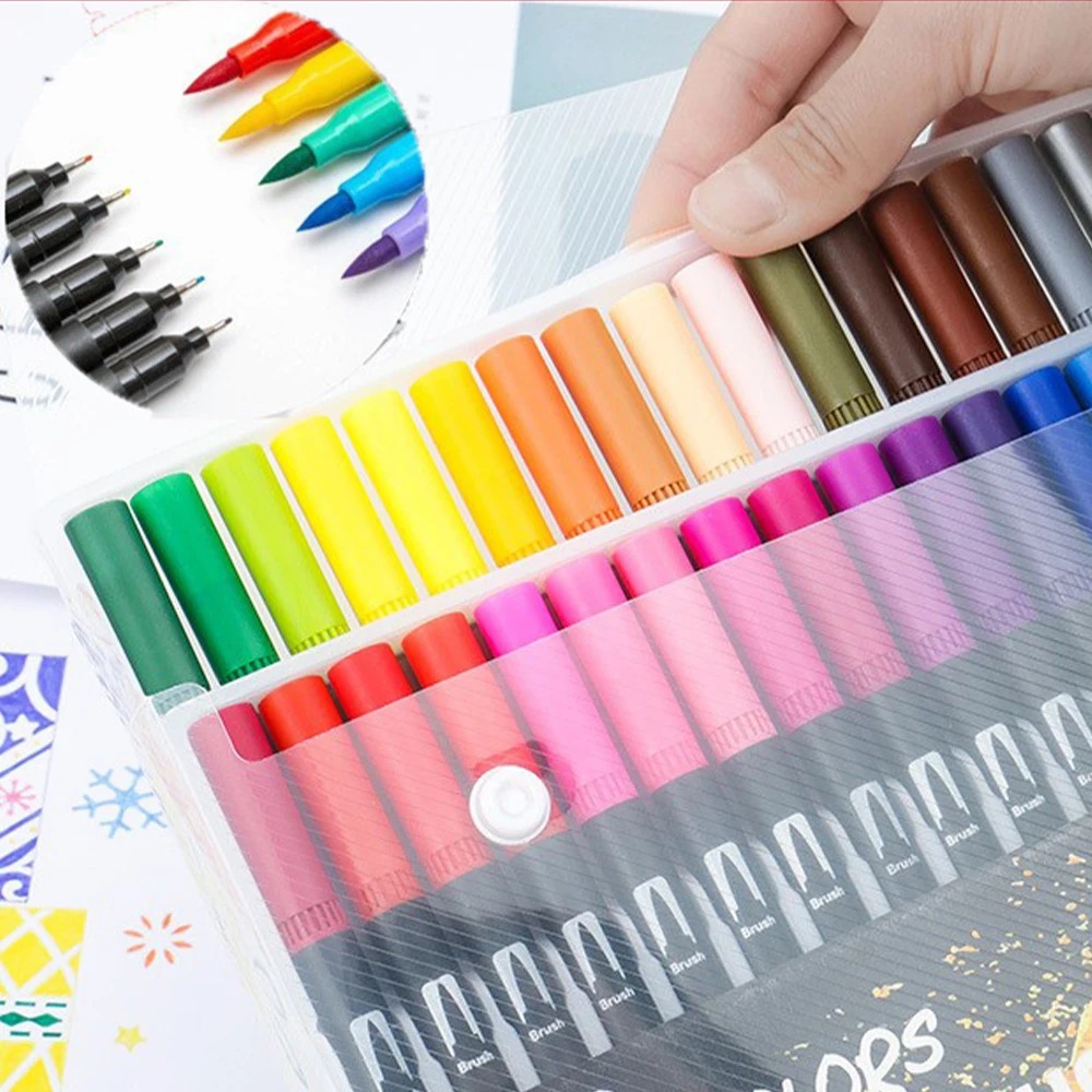 168 Colors Dual Tip Brush Markers Set Black Barrel Watercolour Pens — image 4