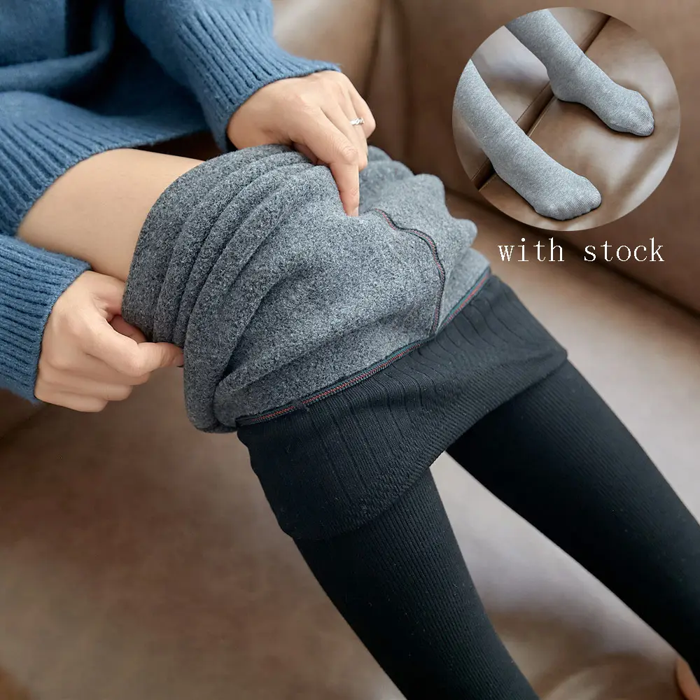 High Waist Stripes Leggings Winter Warm Thick