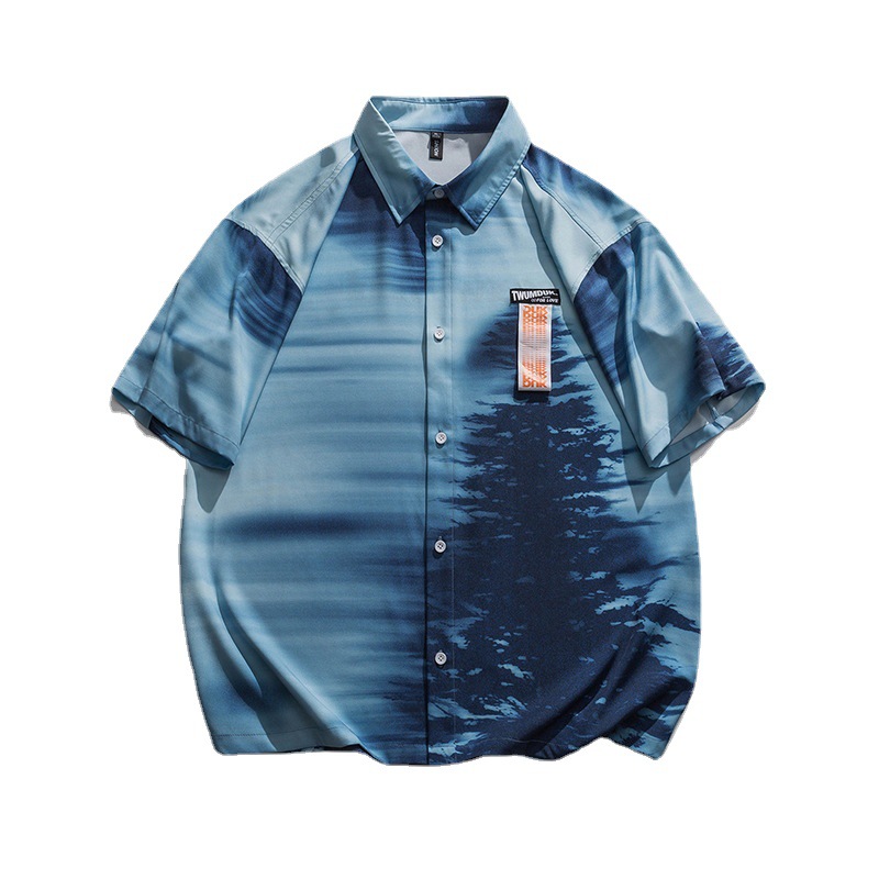 Gradient Men's Short-sleeved High-end Ruffian Handsome Trendy Brand