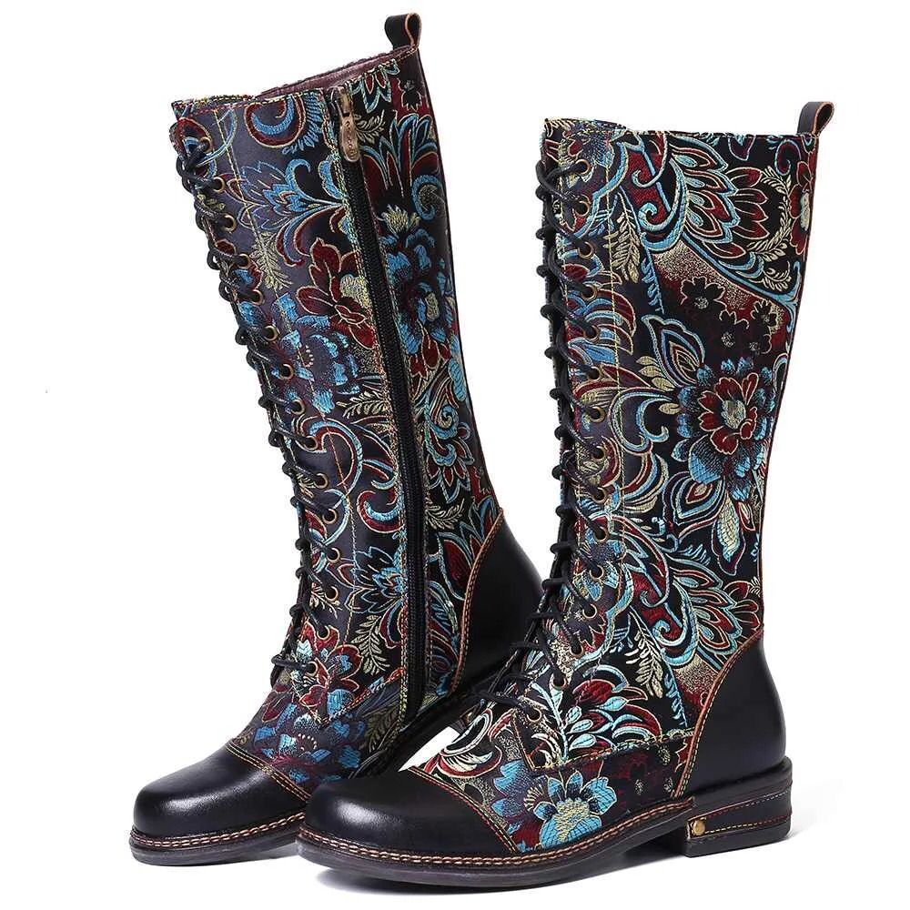 Title 3, Bestickte Martin Boots mit flachem Boden Damen ...