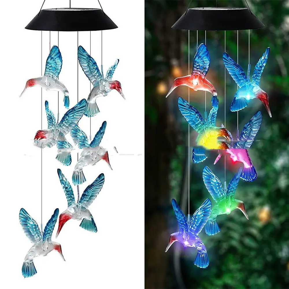 Outdoor Patio Solar Hummingbird Models Garden Decorative
