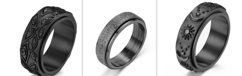Stars Sun Moon Rotatable Titanium Steel Ring