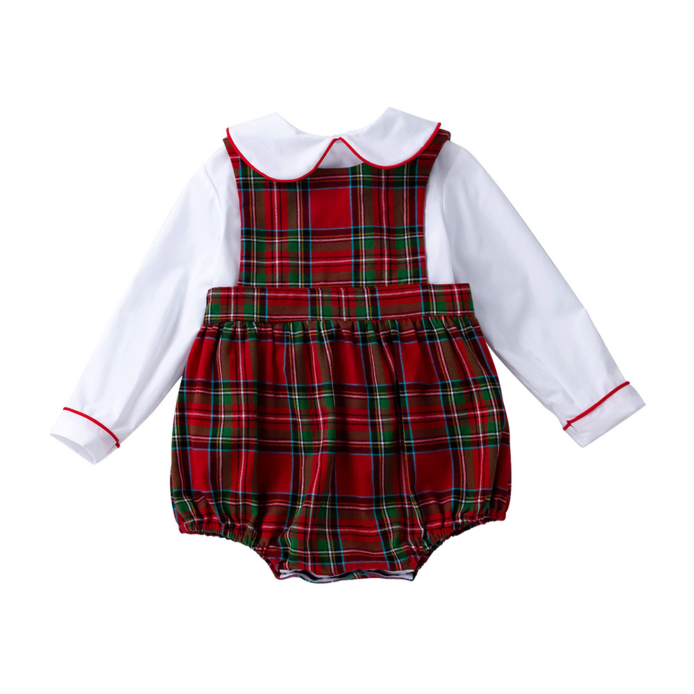 Baby Plaid Long Sleeve Climbing Suit Set