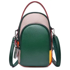 New Women's New Leather Messenger Mini Bag - Green - View 1