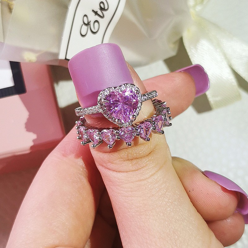 Peach Heart Combination Ring Sets Are Popular