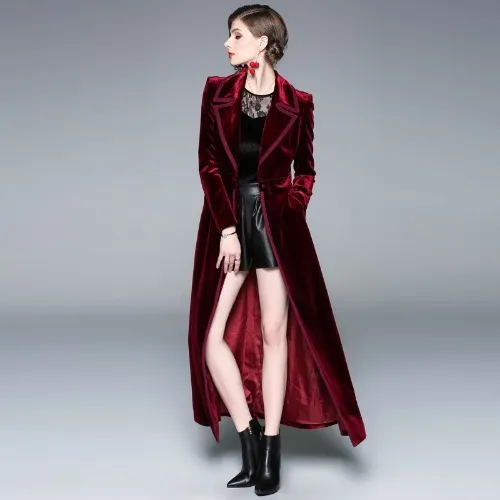 Women's Long Trench Coat From Knee To Ankle Temperament Red - Shop at LoveMi