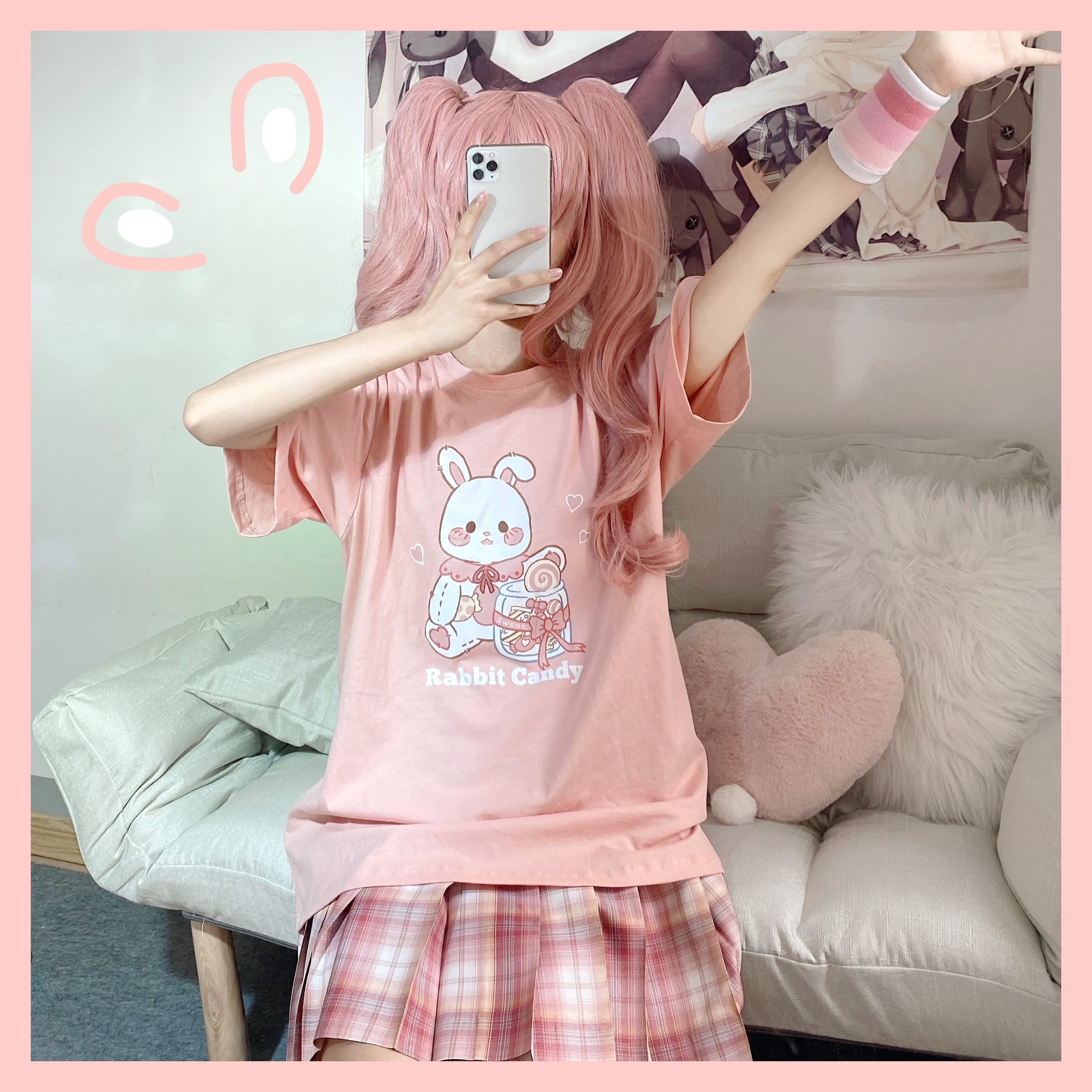 Title 4, Candy Bunny T-shirt Summer Cute Cartoon Bunny P...