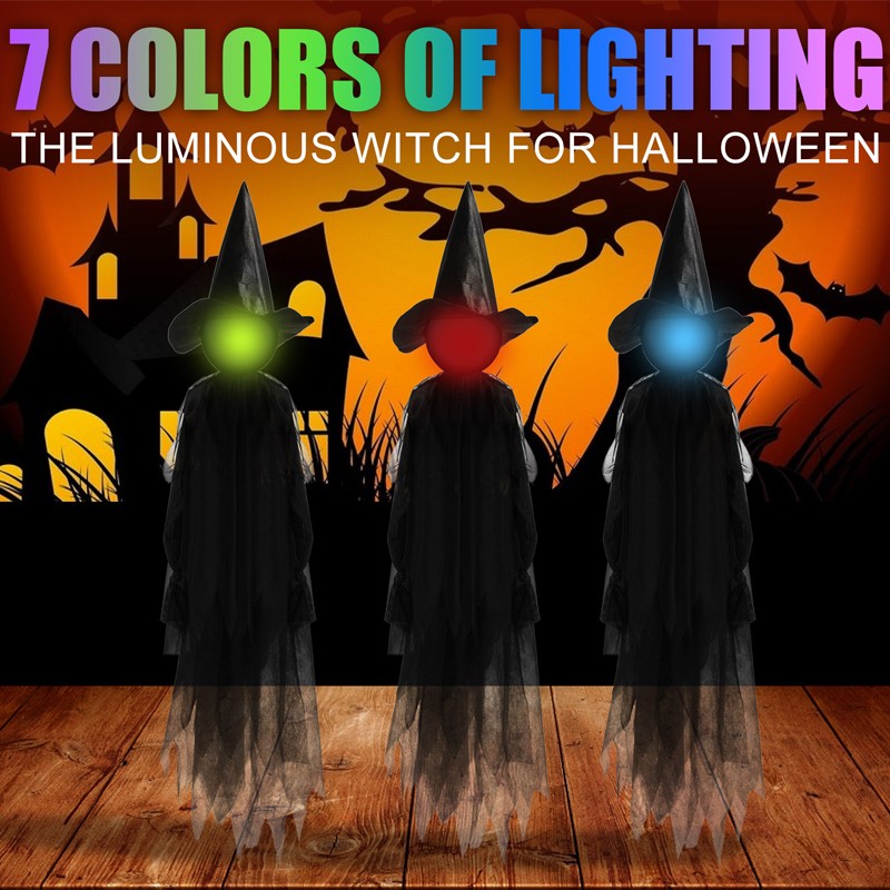 3X Halloween LED Light Up Screaming Witch Decor With Voice Control For Garden — image 7