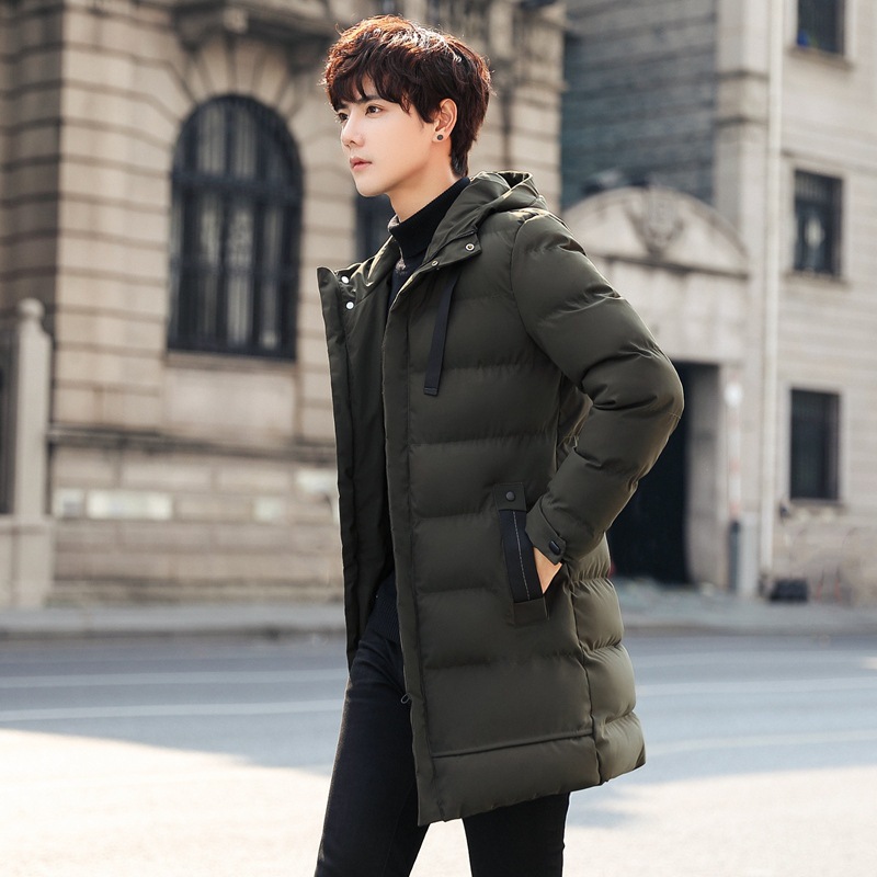 Season New Men's Cotton-padded Jacket Korean Youth Trend Mid-length Padded Jacket
