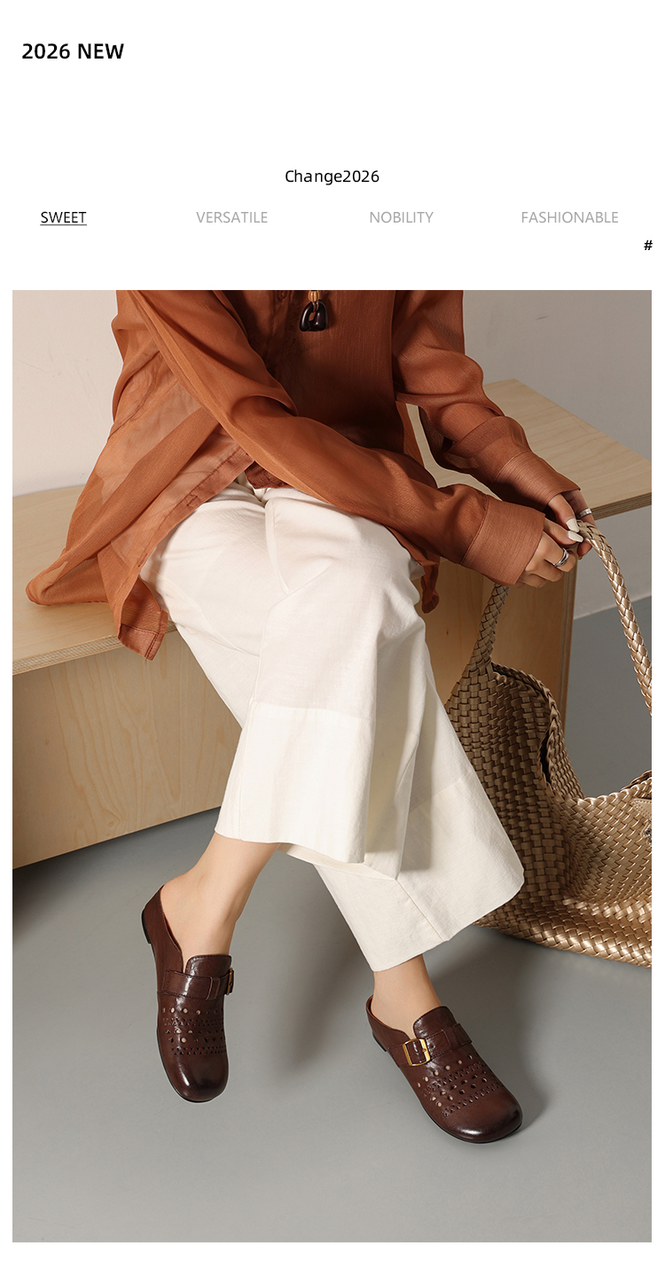 Women's Vintage Mules – Flat Sole Detail – Sarah Express