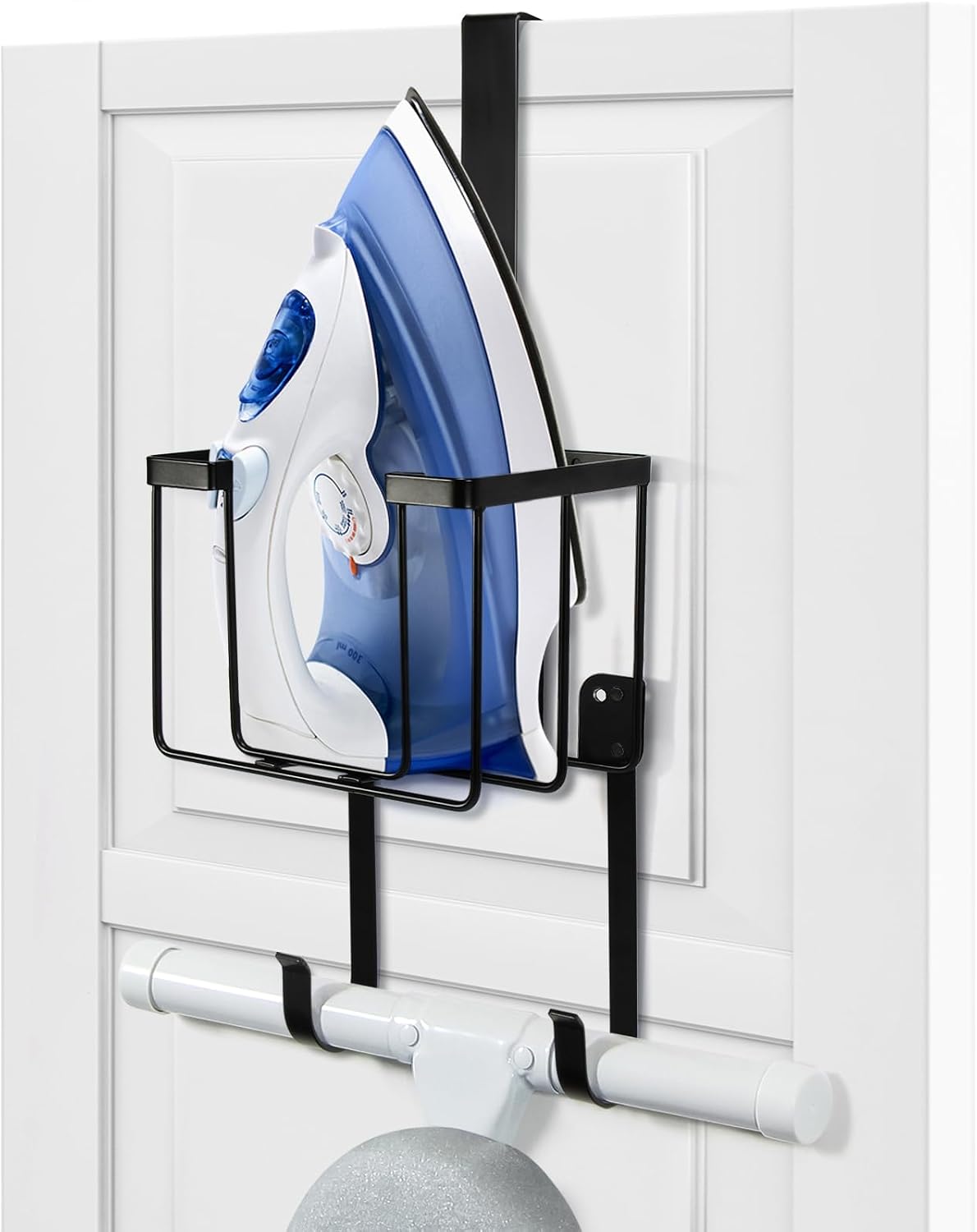 Over The Door Wall Mount Ironing Board Hanger, Laundry Room Iron And Board Storage Holder, Space Saving Organizer For Home