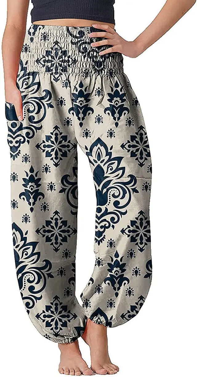 Women's Bloomers Bohemian Print Long Pants White - Shop at LoveMi