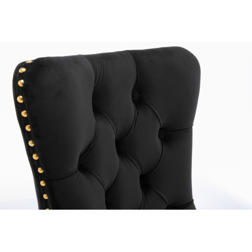 High-end Tufted Solid Wood Contemporary Velvet Upholstered Dining Chair With Golden Stainless Steel… image 9