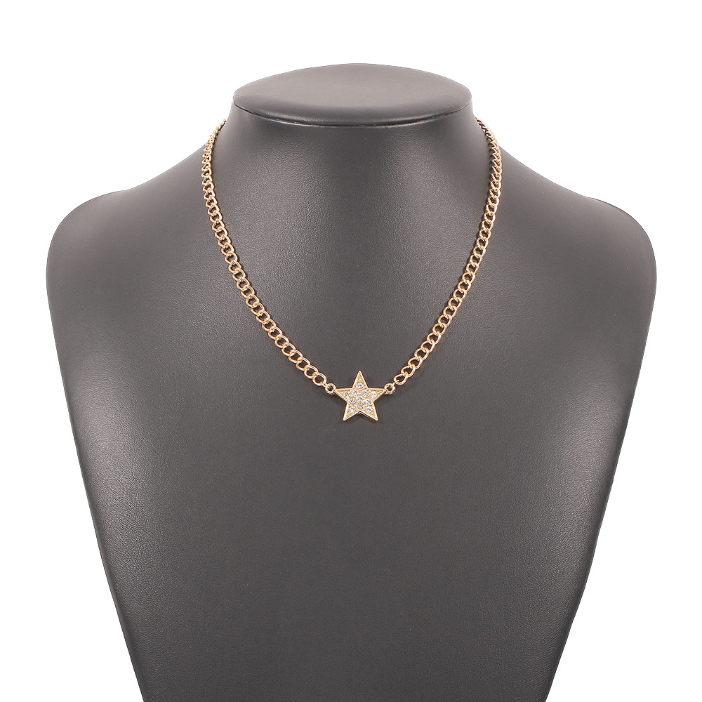 Star Pendant Necklace Geometric Diamond Retro Creative Single Layer Clavicle Chain