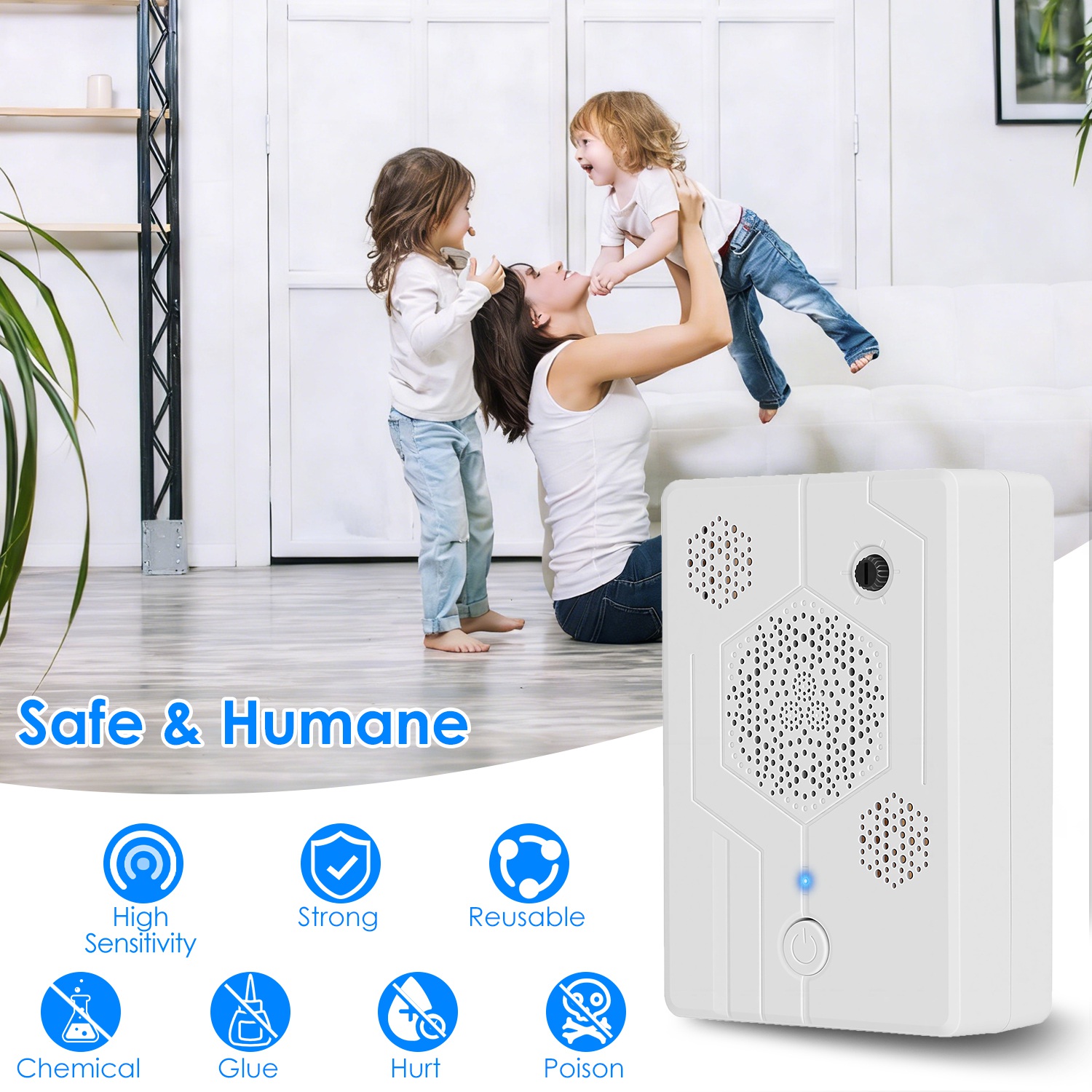 2Pack 2026 Upgraded Rechargeable Ultrasonic Bat Repellent Indoor Outdoor Bird Mouse Dog Deterrent Device With 3 Ultrasonic Speakers For Attic Porch House