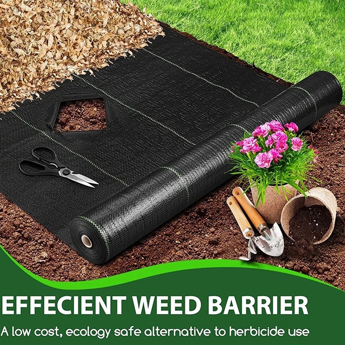 2x25M Heavy Duty Weed Control Membrane Garden Barrier Fabric Landscaping Cover