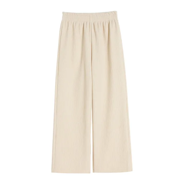 Women's Autumn And Winter High Waist Drape Straight Chenille Wide leg Pants Beige - Shop at LoveMi