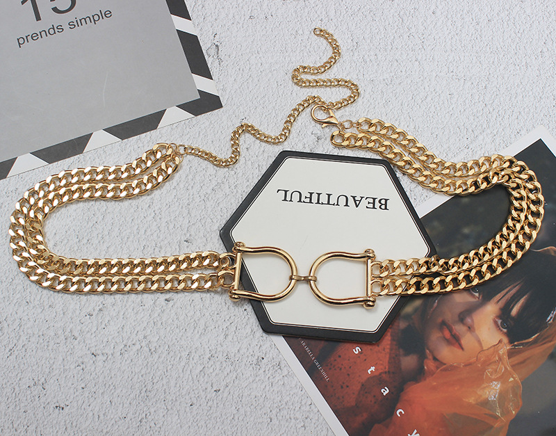 Metal Thick Chain PU Braided Waist Chain Women