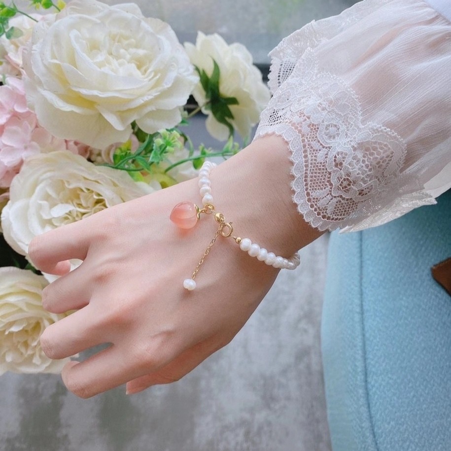 Peach Pendant Necklace Female Sweet Agate Clavicle Chain Peach Necklace For Girlfriend