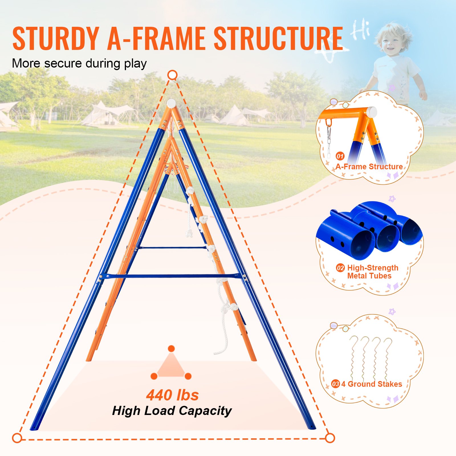 Swing Sets For 6 In 1 Swing Set 440lbs Capacity Metal Swingset — foto 11