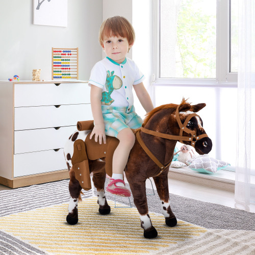 Qaba Sound Making Ride On Horse For Toddlers 3 5, With Neighing And Galloping Sound, Stuffed... thumbnail 1