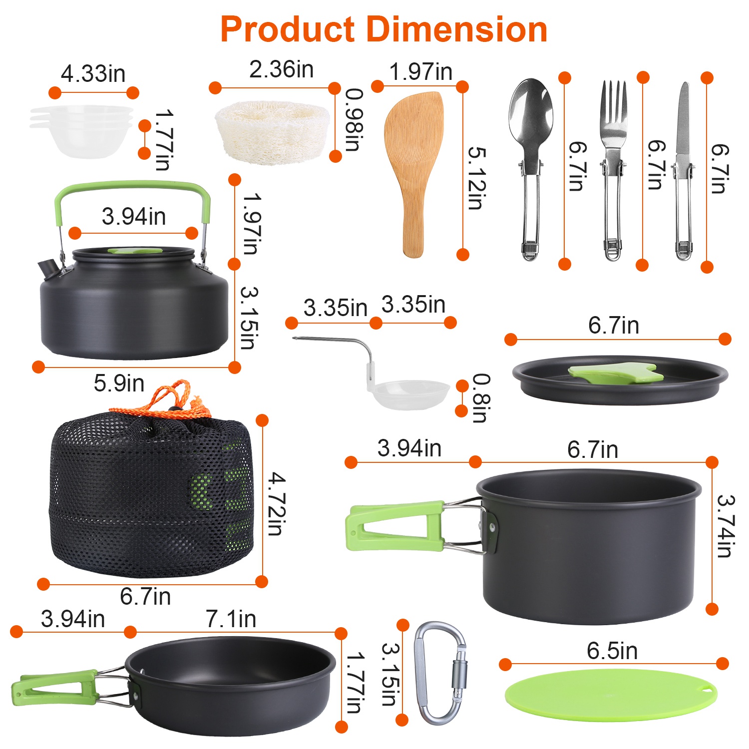 16Pcs Camping Cooking Ware Set Camping Stove Cookware Kit Aluminum Pot Pan Kettle Set With Bowls Knife Fork Spoon Carabiner Spatula Cutting Board For Hiking Picnic Outdoor — foto 4