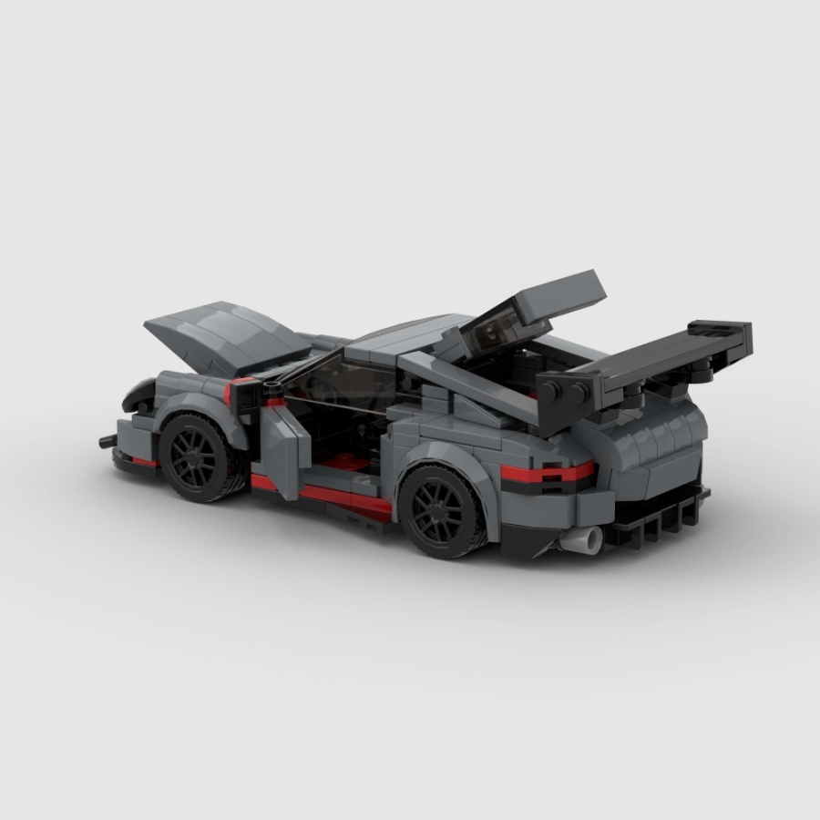 374PCS Gray Sports Car MOC Building Blocks Toys Porsche 911GT3 RS