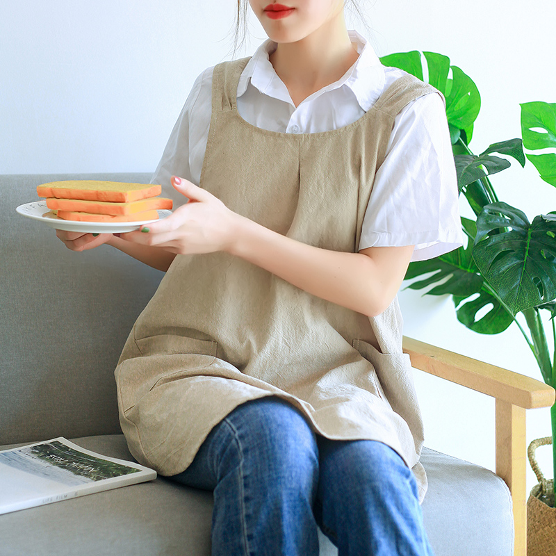 Simple Retro Pastoral Double Shoulder Strapless Women's Apron