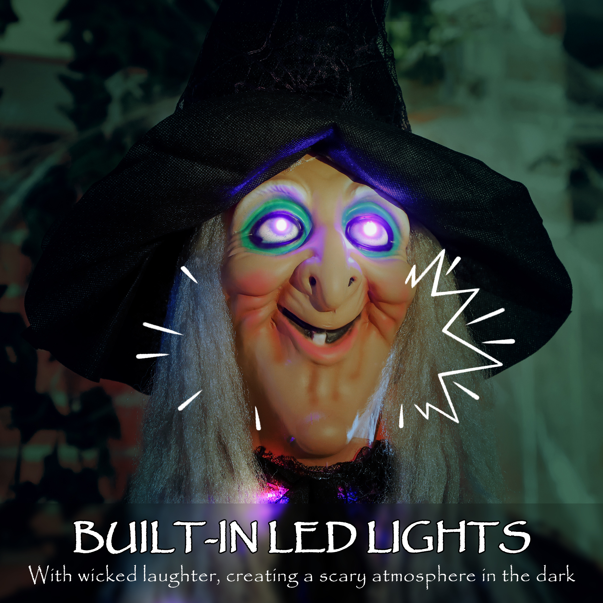 183 Cm Life Size Halloween Animated Hanging Witch