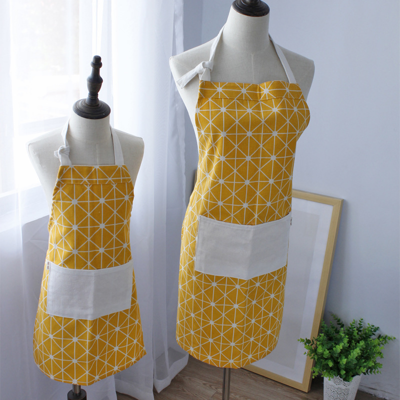 Cotton And Linen Plaid Parent-child Apron