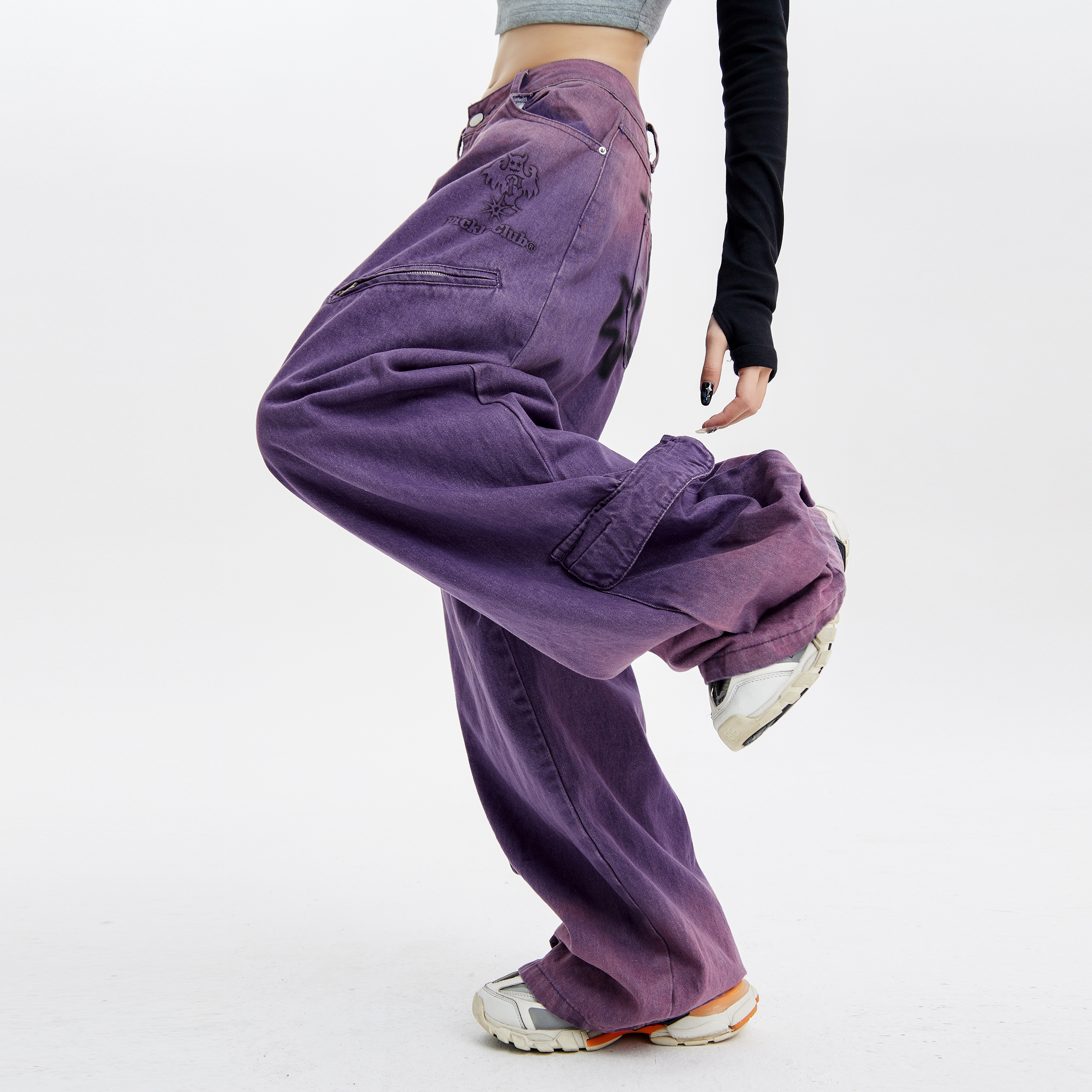 Title 6, Chaopai Purple Straight Leg Wide Leg Pants