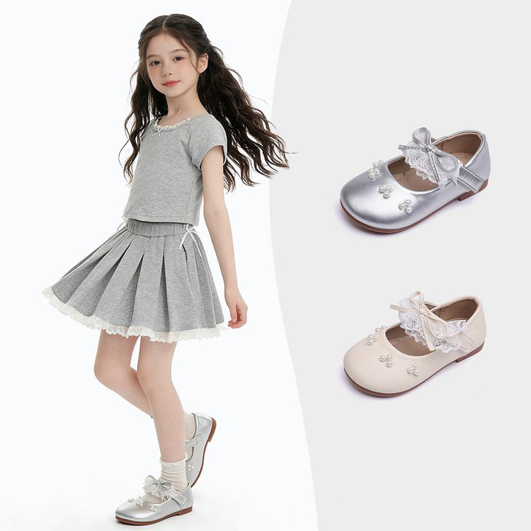 Children's Leather Shoes For Baby Girls, Mary Jane Lace Princess Shoes, Fashionable And Versatile Soft Soled Single Shoes