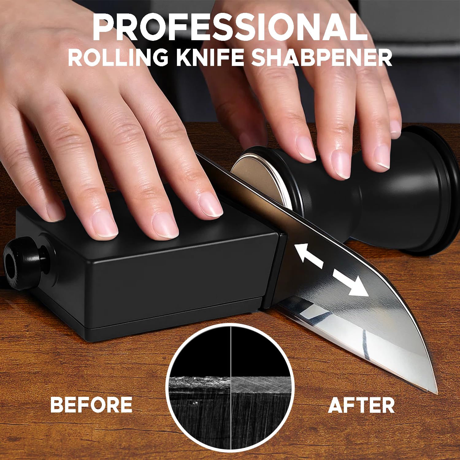 Ban On Amazon Sales Knife Sharpener Tool, Kitchen Knife Sharpener Kit, Knife Sharpening With Diamonds And Ceramic Discs For Steel Of Any Hardness, 15 And 32 Magnetic Angle, Ideal Gift  Grey Black — foto 3