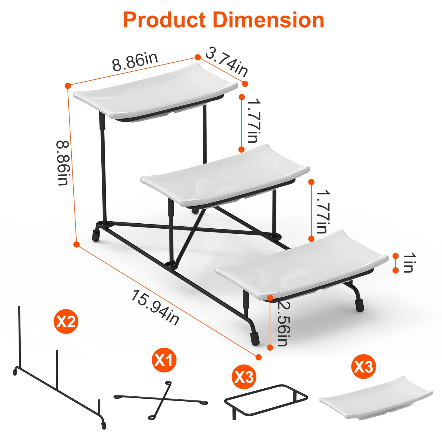 1 plateau de service en plastique à 3 niveaux, présentoir de serveur de desserts – Image 4