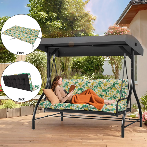 Outdoor Swing Cushions 63 Inch, Waterproof 4in Thick Porch Swing Cushion Replacement With Backrest And Ties, Comfortable 2-3 Seat Pation Swing Pad For Backyard, Garden, Lawn, Outdoor Furniture-clover — view 5
