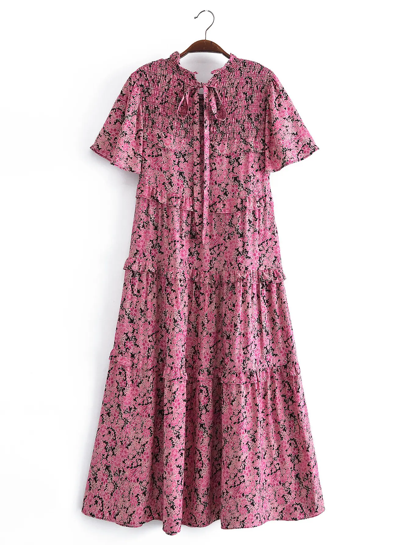 Tie-Back Resort Short Sleeve Printed Dress